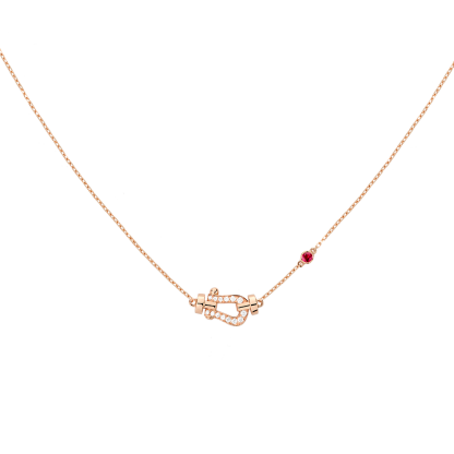 Force 10 necklace Small model 18k pink gold, diamonds and rubies