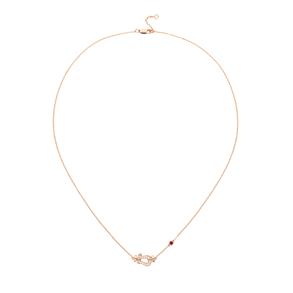 Force 10 necklace Small model 18k pink gold, diamonds and rubies