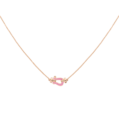 FORCE 10 NECKLACE SMALL MODEL 18K PINK GOLD PINK SAPPHIRES HALF PAVED