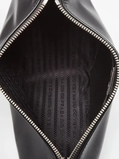 Triangle Logo Zip Crossbody Bag Soft Leather Small