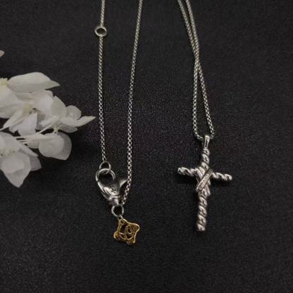 X Cross Pendant Sterling Silver with 18K Yellow Gold