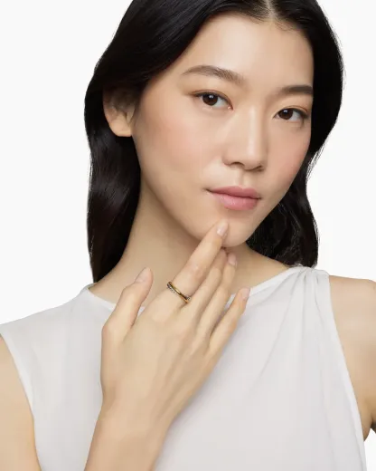 Crossover Band Ring Sterling Silver with 18K Yellow Gold