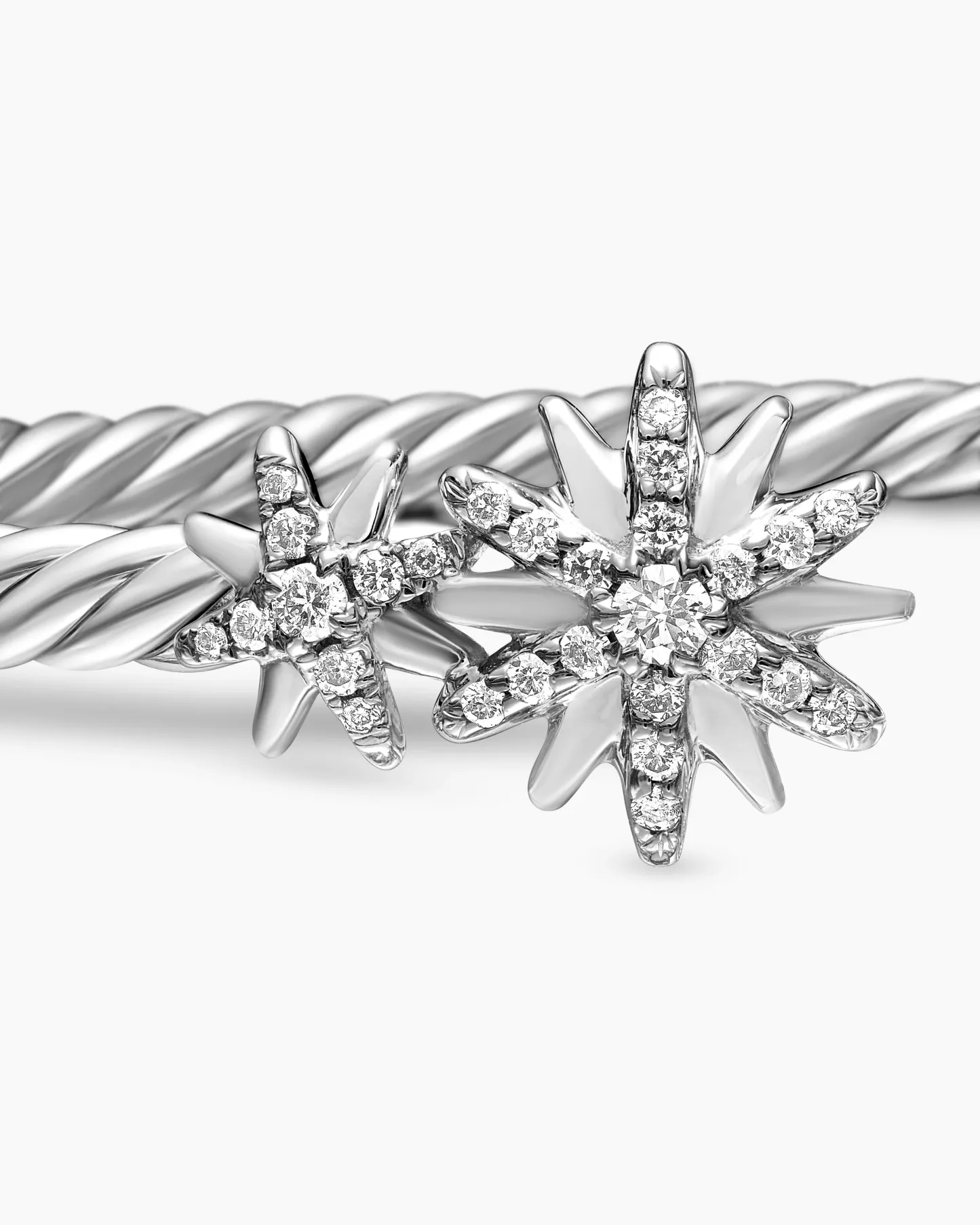 Starburst Cable Bracelet Sterling Silver with Diamonds, 4mm
