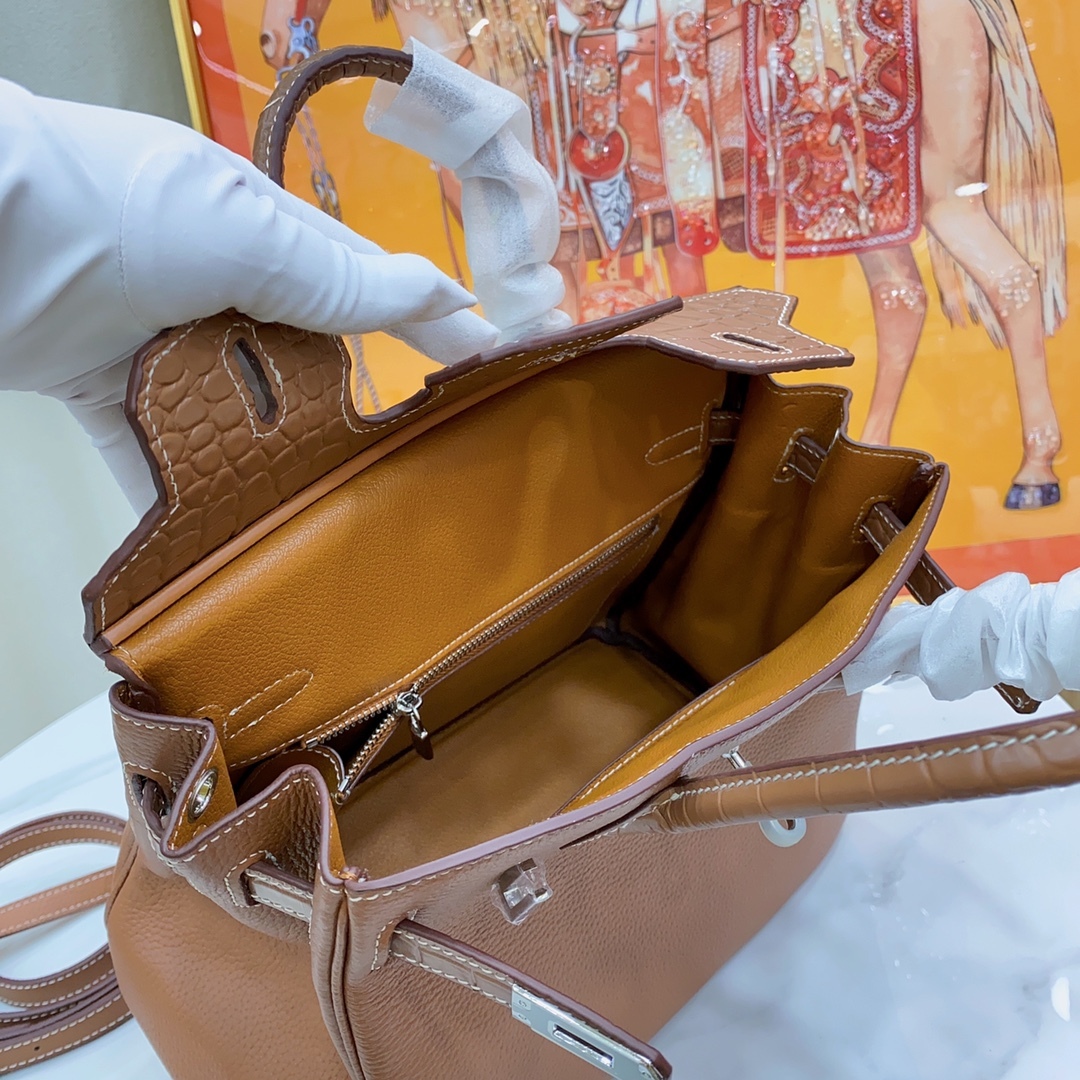 Herthtmes Togo Matte Alligator Birkin Touch 25/30 Gold