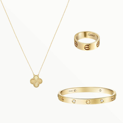 3-Piece Gold-Plated Jewelry Set Necklace, Ring & Bracelet