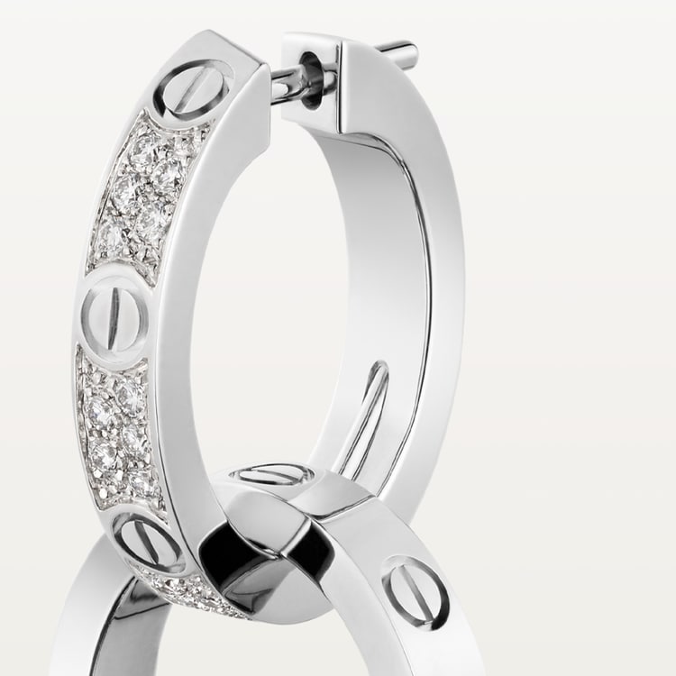 LOVE EARRINGS, MULTIWEAR, HALF-PAVED