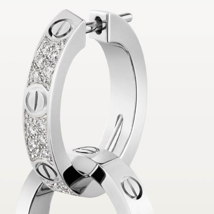 LOVE EARRINGS, MULTIWEAR, HALF-PAVED