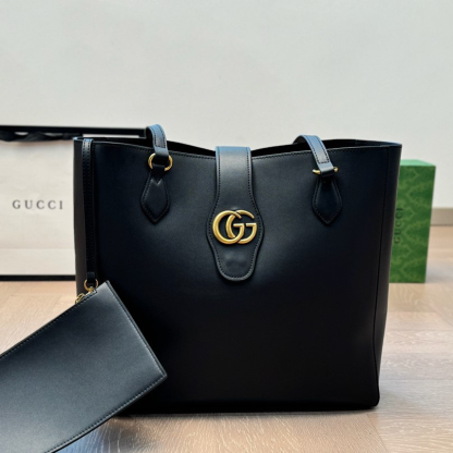 New Sakai Calfskin Lux Medium Dahlia Tote Black