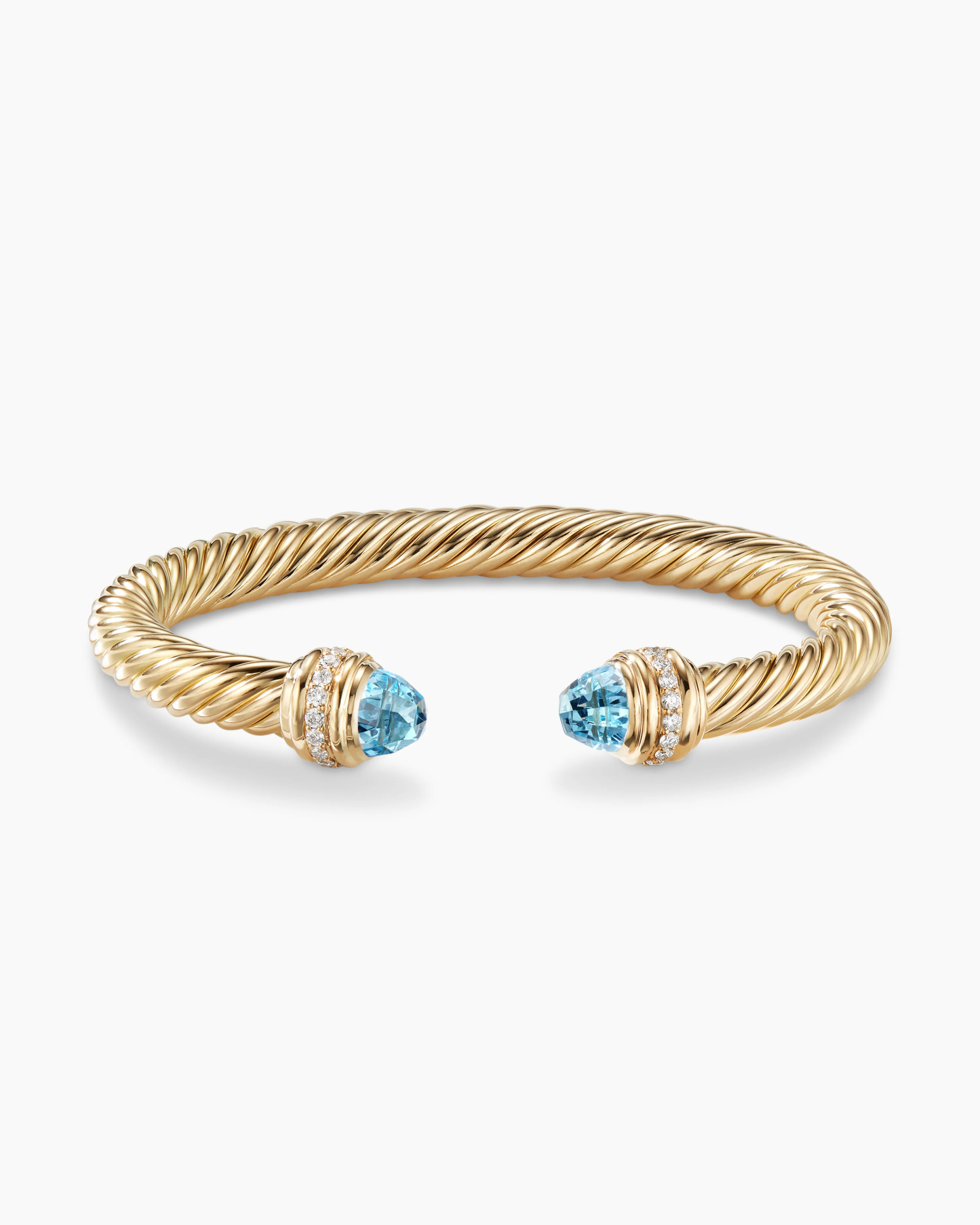 Classic Cablespira庐 Bracelet 18K Yellow Gold with Blue Topaz and Diamonds, 7mm