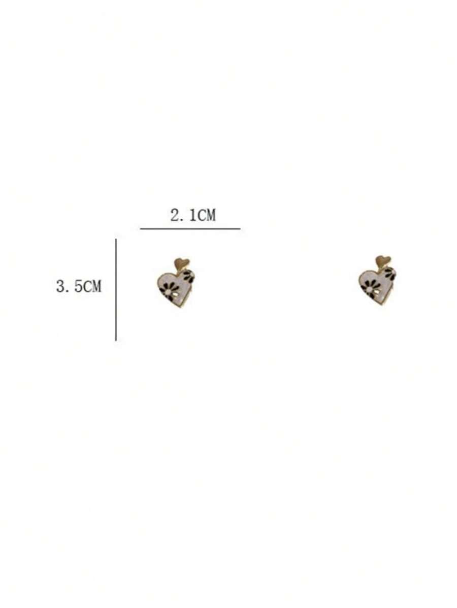 French Style Personality Small Daisy & Heart Shaped Earrings
