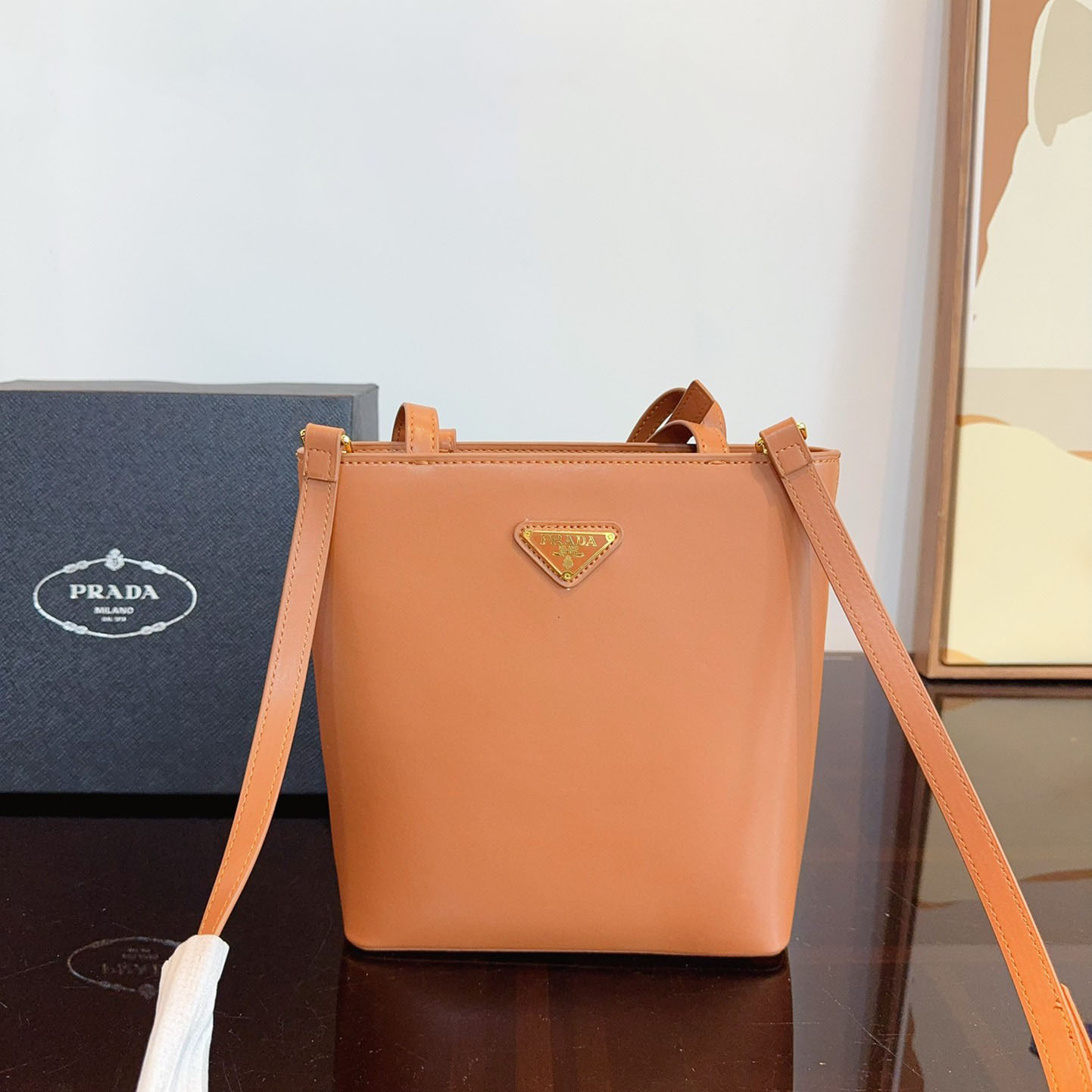 Saffiano Leather Prada Panier Bag