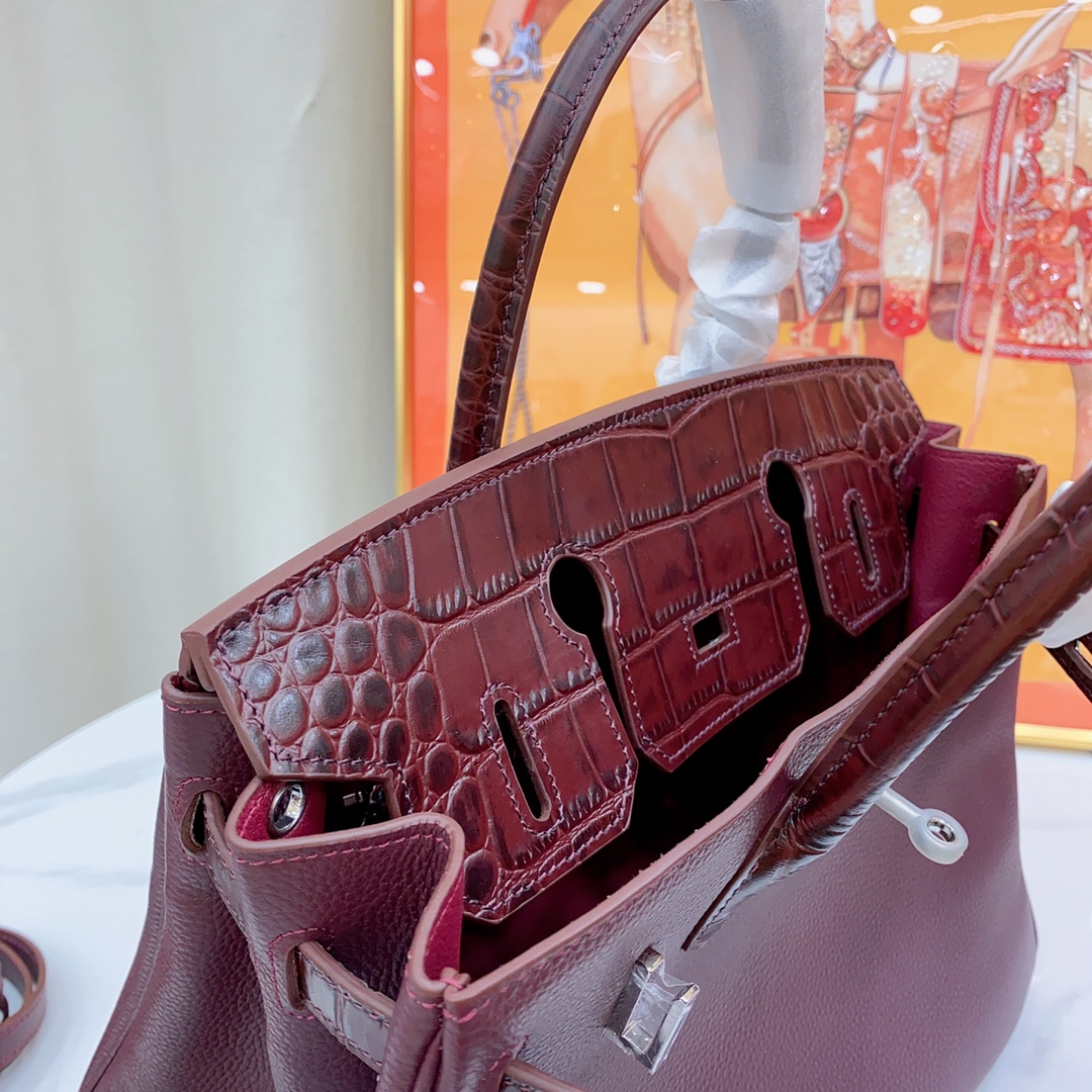 Herthtmes Togo Matte Alligator Birkin Touch 25/30 Gold