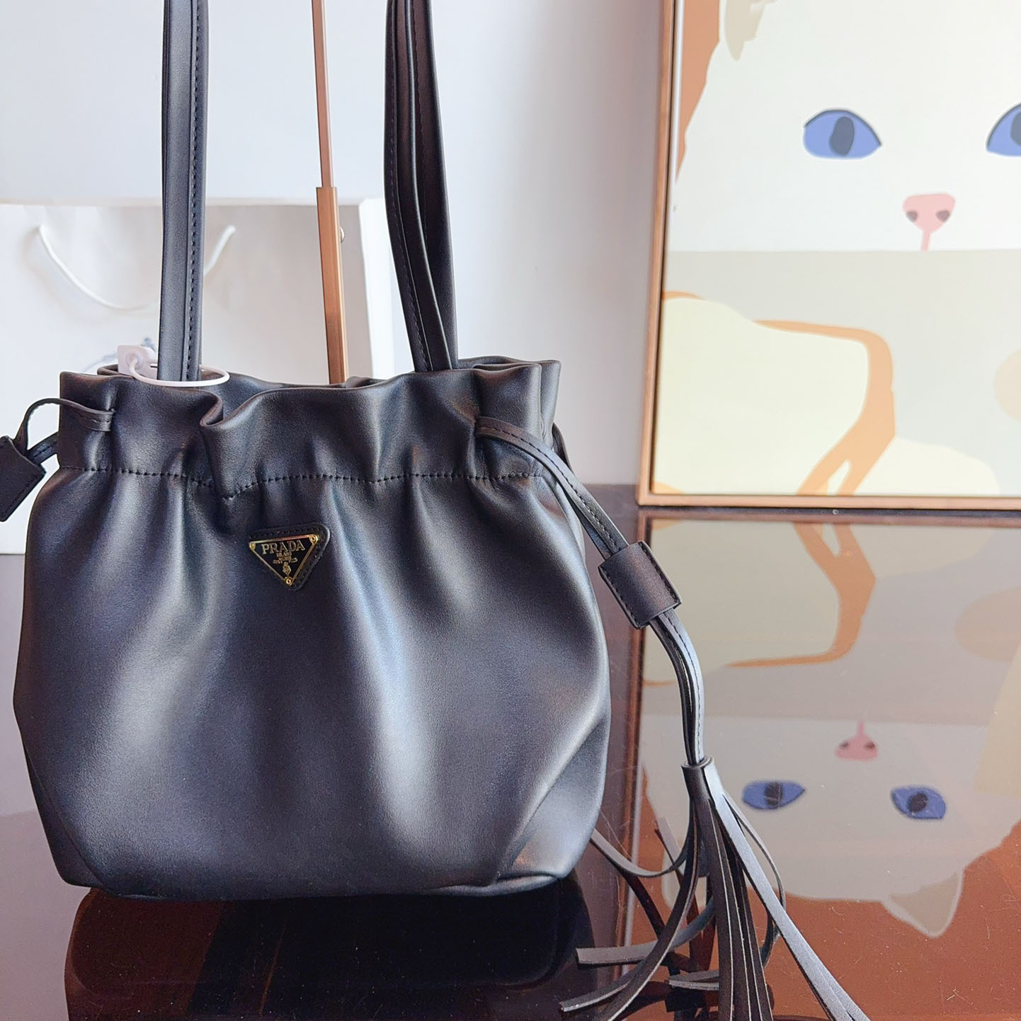 Nappa leather shoulder bag