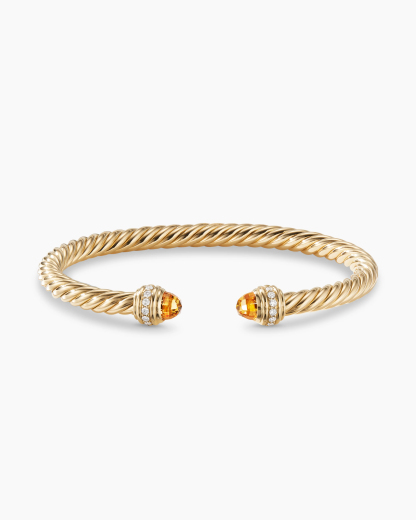 Classic Cablespira庐 Bracelet 18K Yellow Gold with Citrine and Diamonds, 5mm
