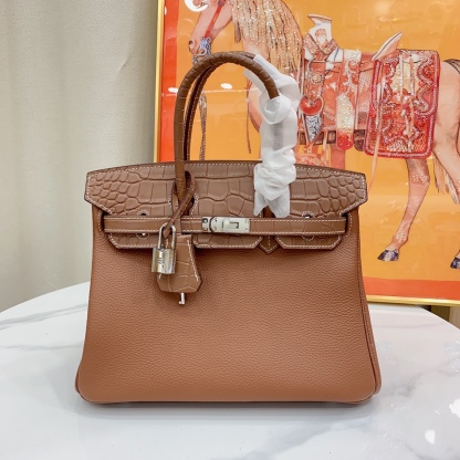Herthtmes Togo Matte Alligator Birkin Touch 25/30 Gold
