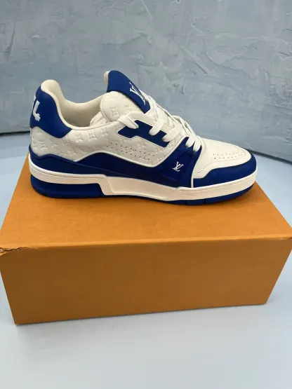 Lothtuis Vuithttton Men's Trainer Sneaker #54 Signature Blue White