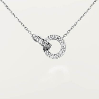 LOVE necklace, paved with diamonds 18K white gold