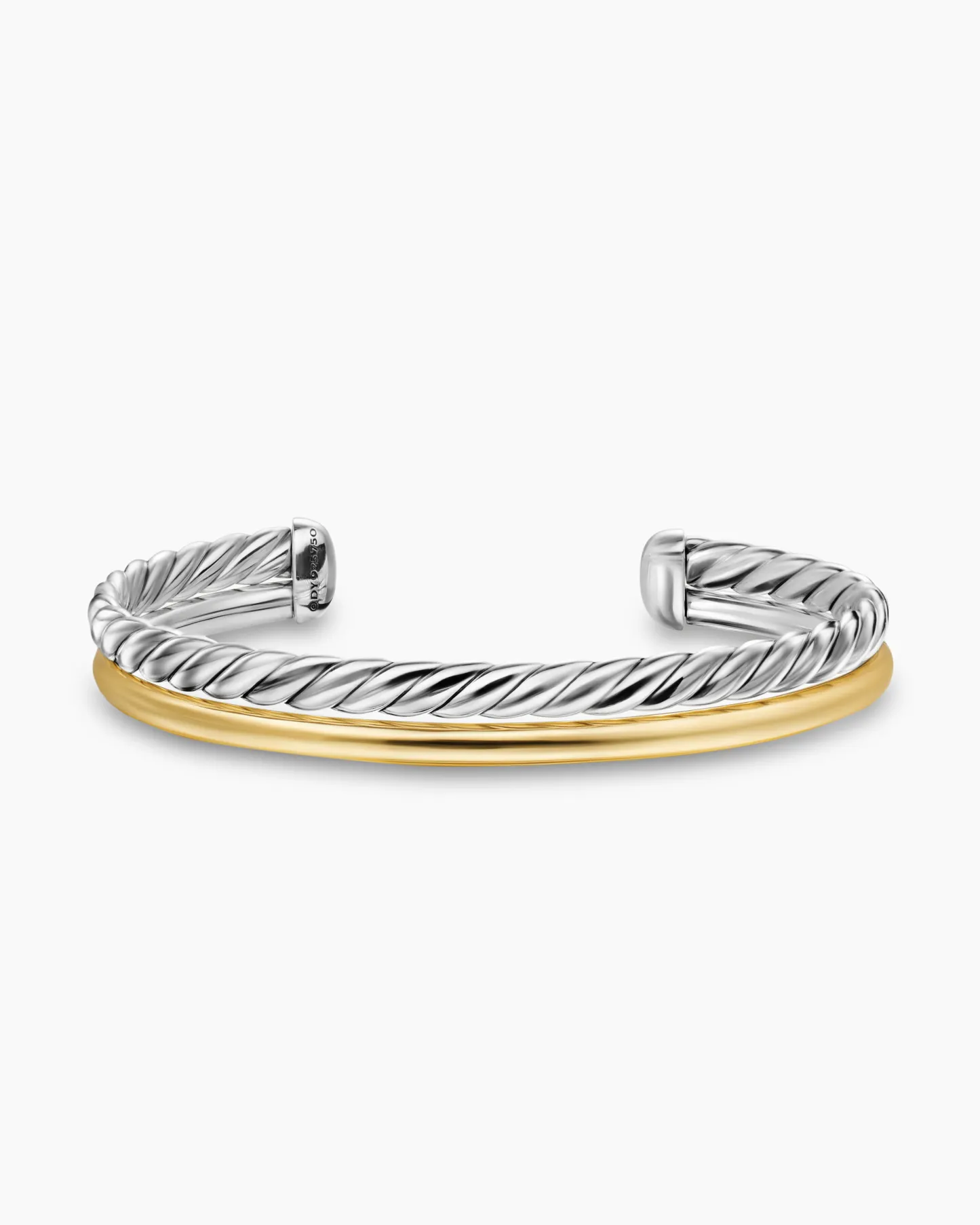DY Mercer® Two Row Cuff Bracelet Sterling Silver with 18K Yellow Gold, 11mm
