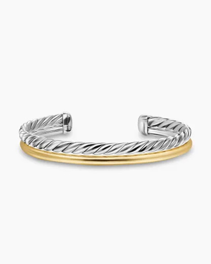 DY Mercer® Two Row Cuff Bracelet Sterling Silver with 18K Yellow Gold, 11mm