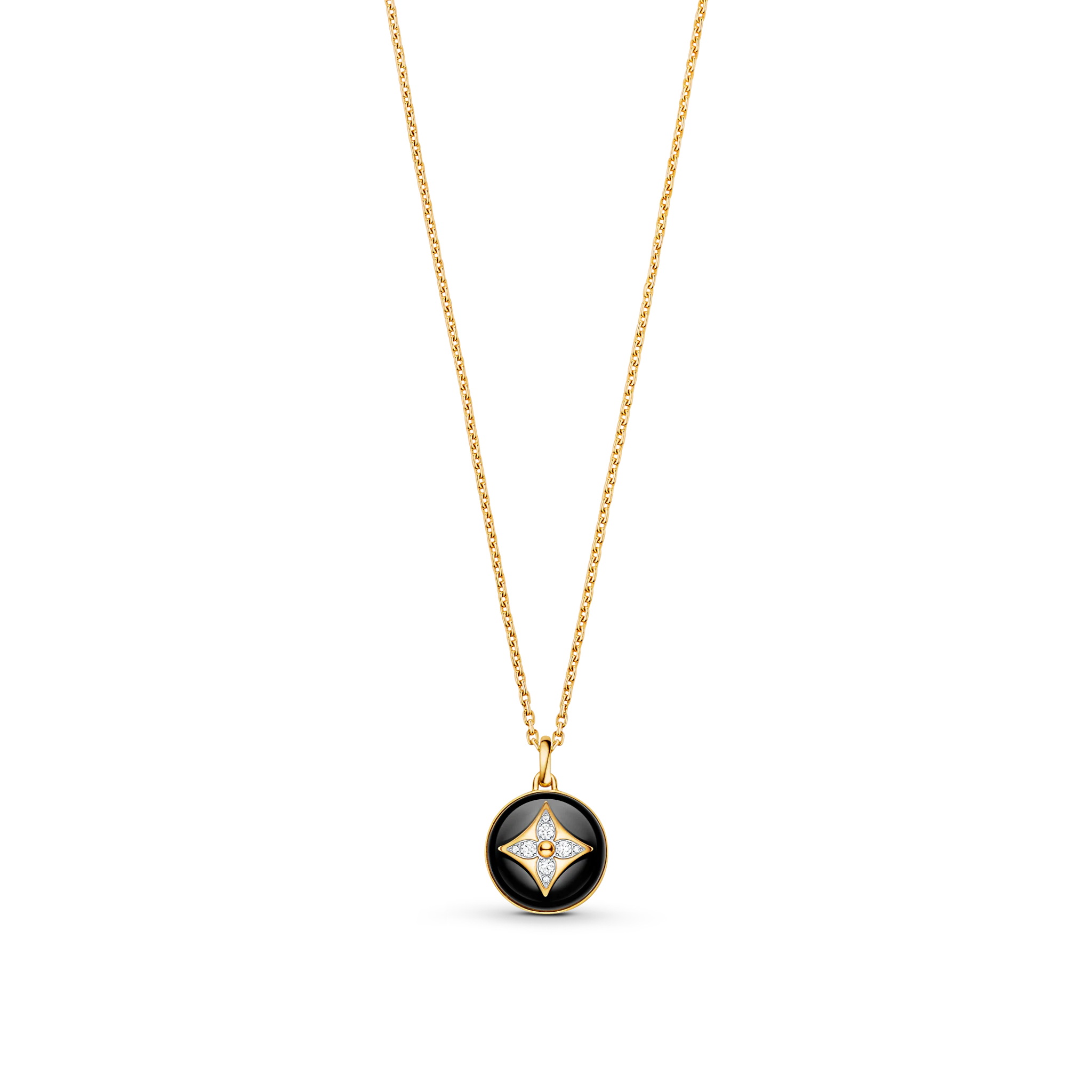 B Blossom Medallion, Yellow Gold, White Gold, Onyx And Diamonds