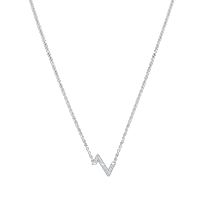 Volt Upside Down Pendant, White Gold And Diamonds