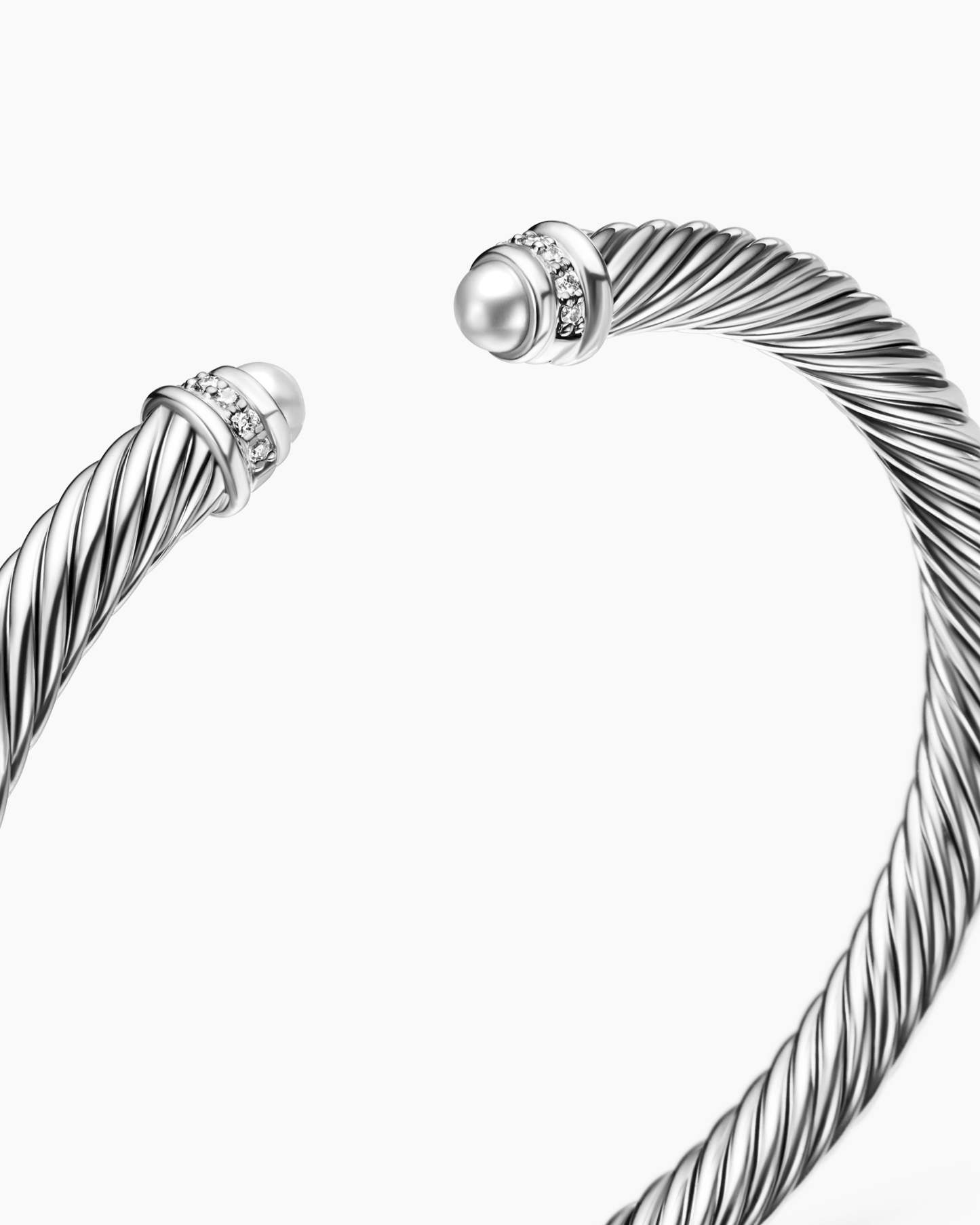 Classic Cable Bracelet Sterling Silver with Diamonds, 5mm