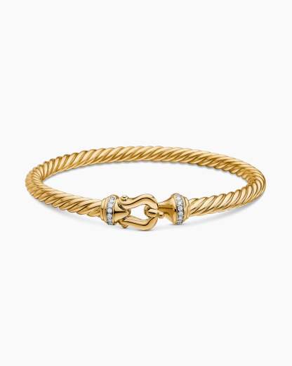 Buckle Cablespira® Bracelet 18K Yellow Gold with Diamonds, 5mm