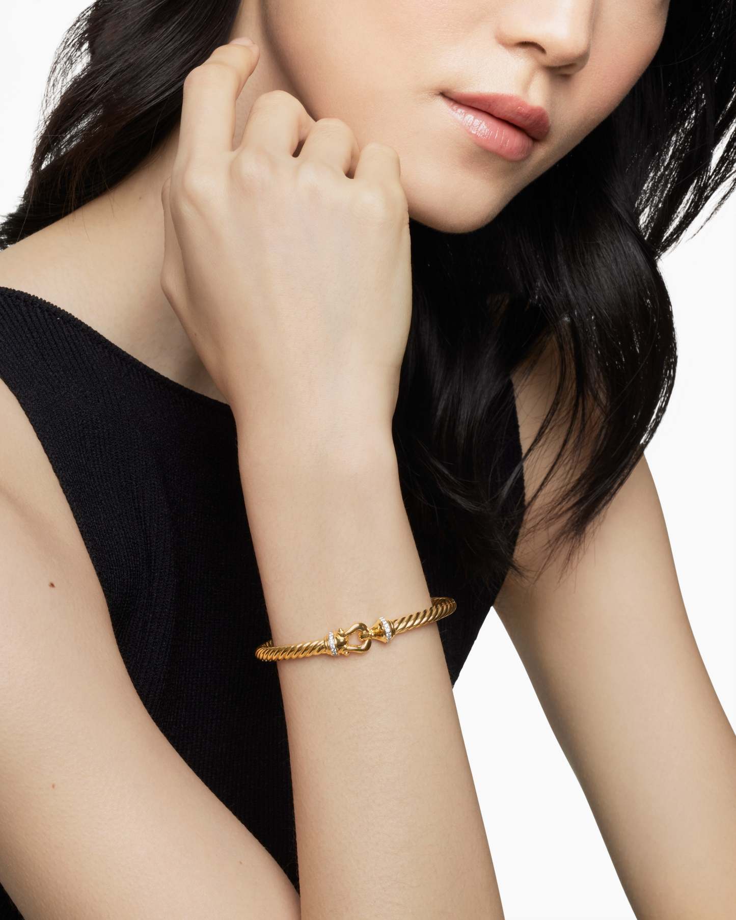 Buckle Cablespira® Bracelet 18K Yellow Gold with Diamonds, 5mm