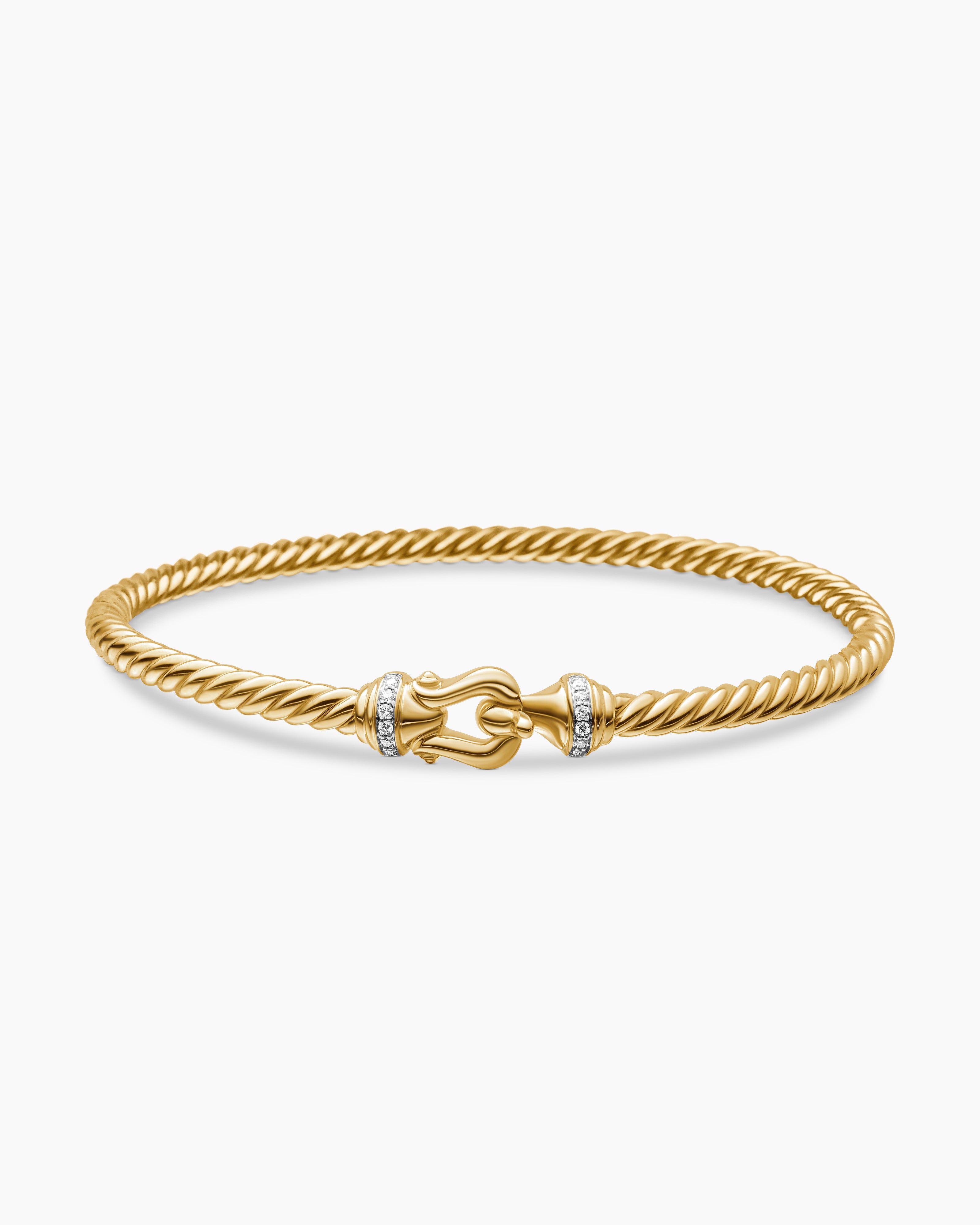 Buckle Cablespira® Bracelet 18K Yellow Gold with Diamonds, 4mm