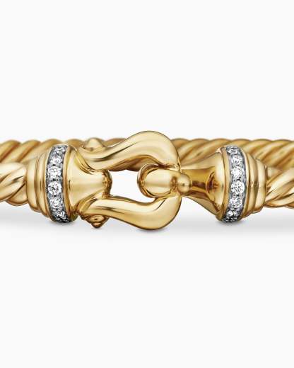Buckle Cablespira® Bracelet 18K Yellow Gold with Diamonds, 4mm