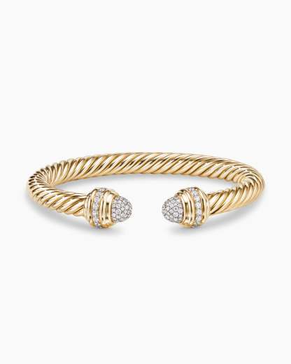 Classic Cablespira庐 Bracelet 18K Yellow Gold with Diamonds, 7mm