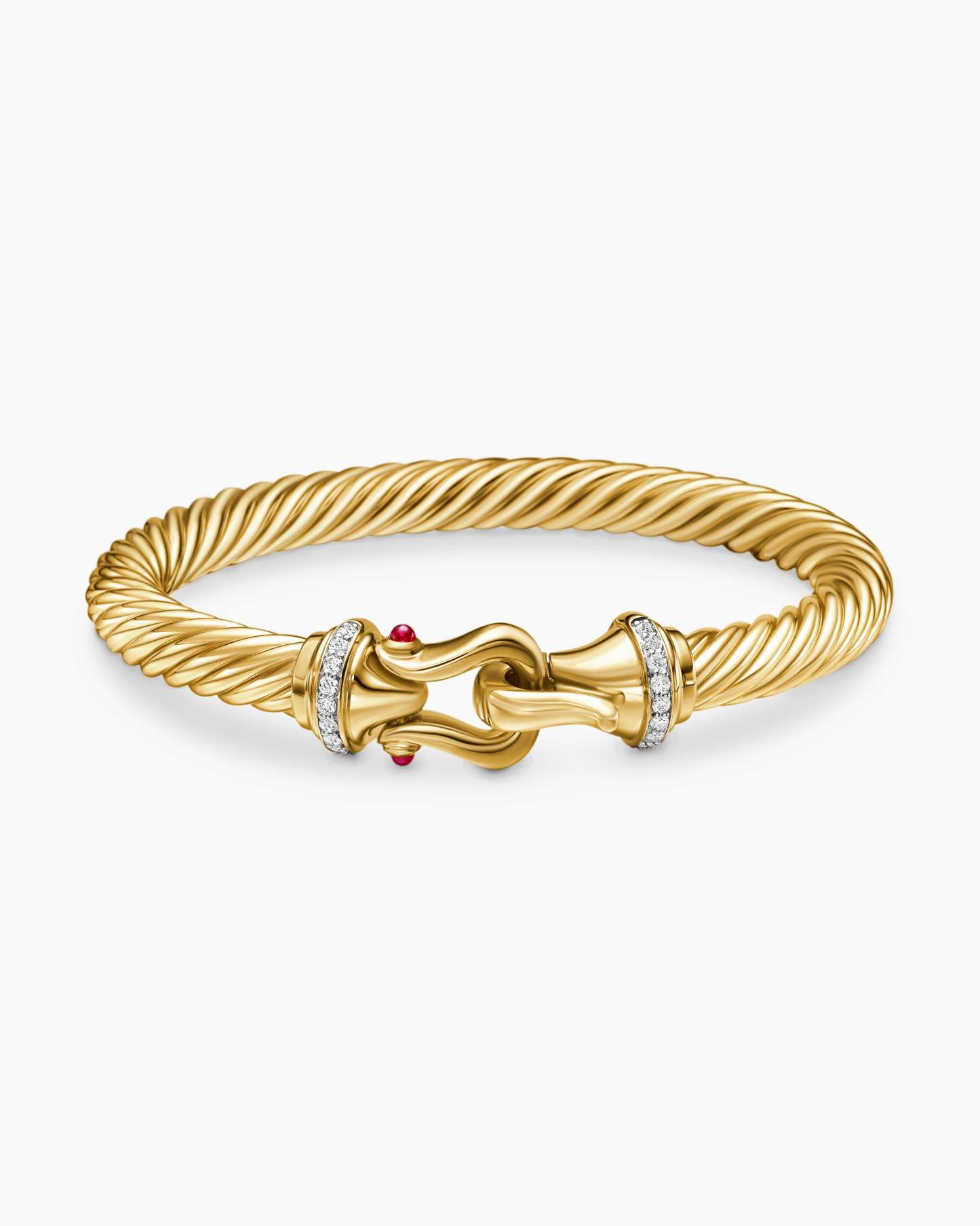 Buckle Cablespira® Bracelet 18K Yellow Gold with Rubies and Diamonds, 7mm