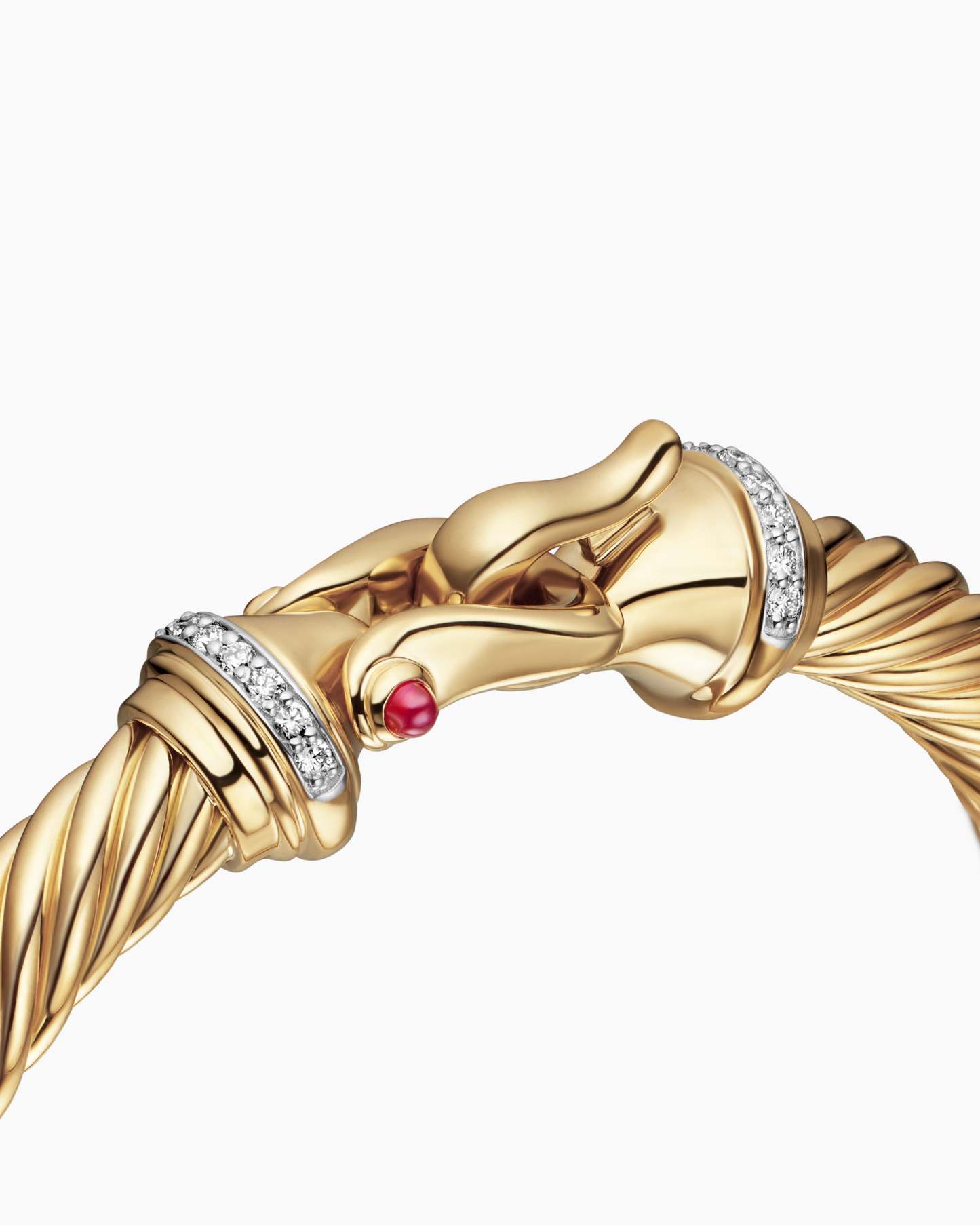 Buckle Cablespira® Bracelet 18K Yellow Gold with Rubies and Diamonds, 7mm