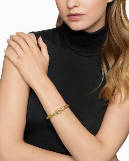 Buckle Cablespira® Bracelet 18K Yellow Gold with Rubies and Diamonds, 7mm