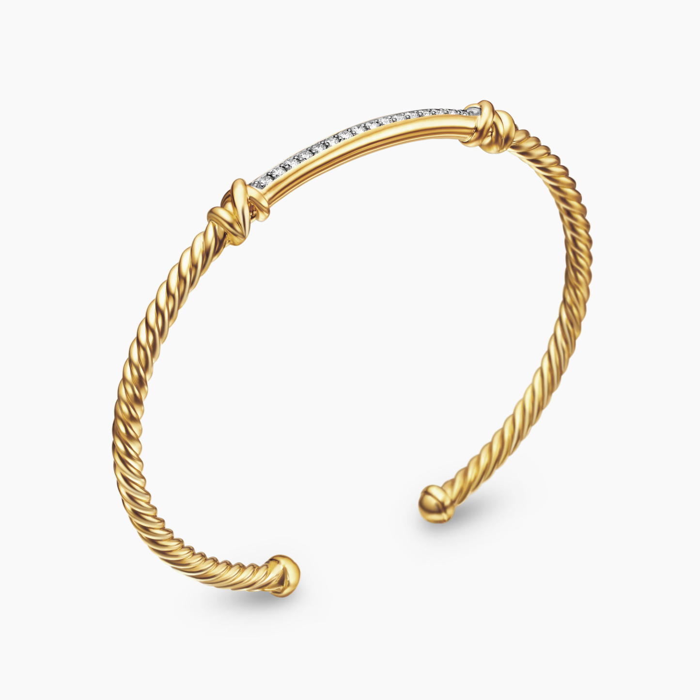 Petite Helena Cablespira® Station Bracelet 18K Yellow Gold with Diamonds, 3mm