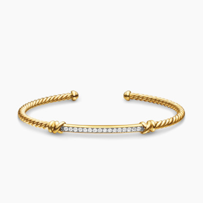 Petite Helena Cablespira® Station Bracelet 18K Yellow Gold with Diamonds, 3mm