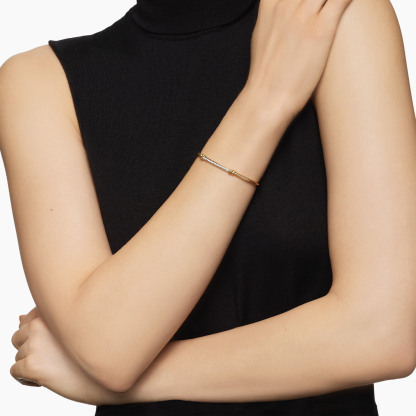 Petite Helena Cablespira® Station Bracelet 18K Yellow Gold with Diamonds, 3mm
