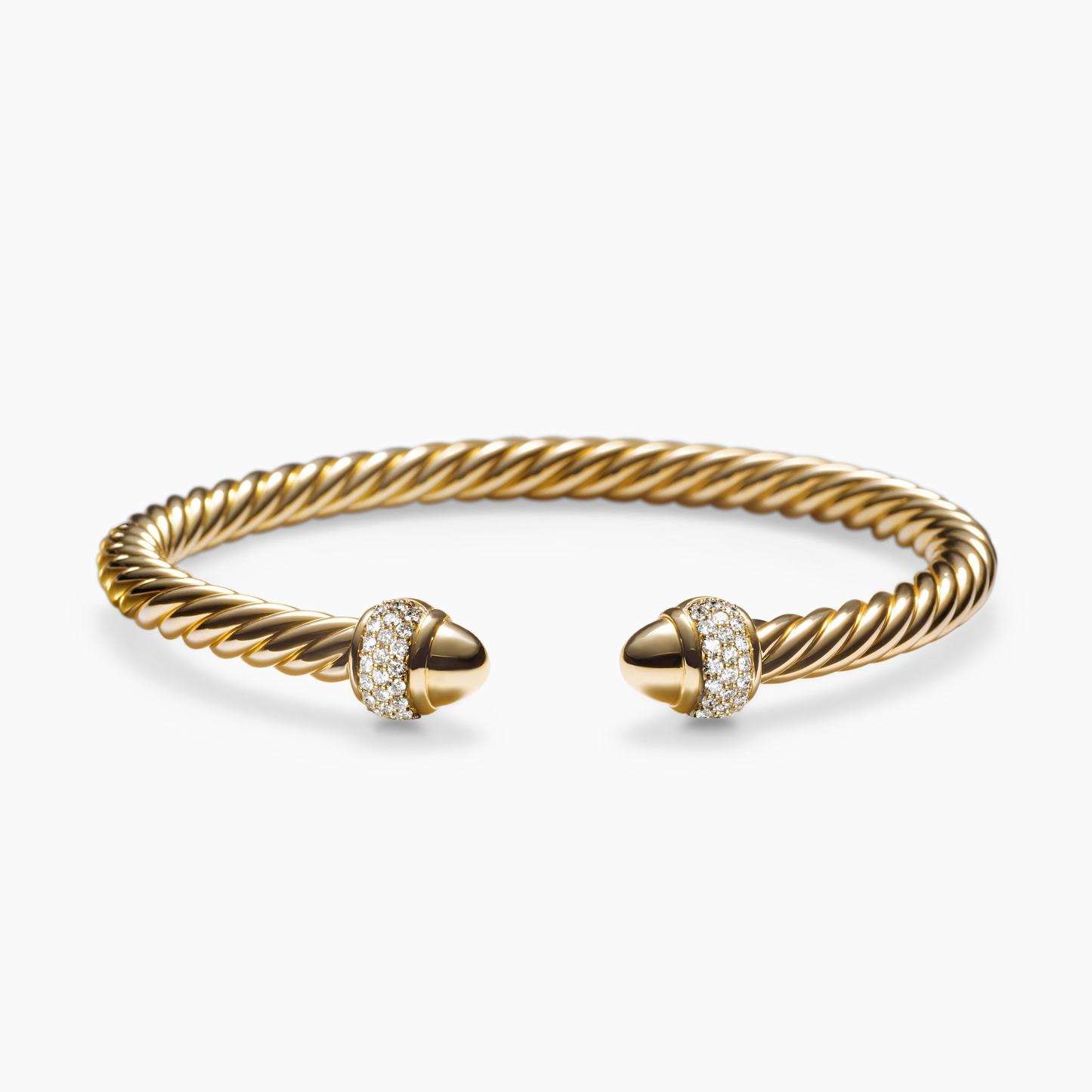 Cable Bracelet 18K Yellow Gold with Diamonds, 5mm