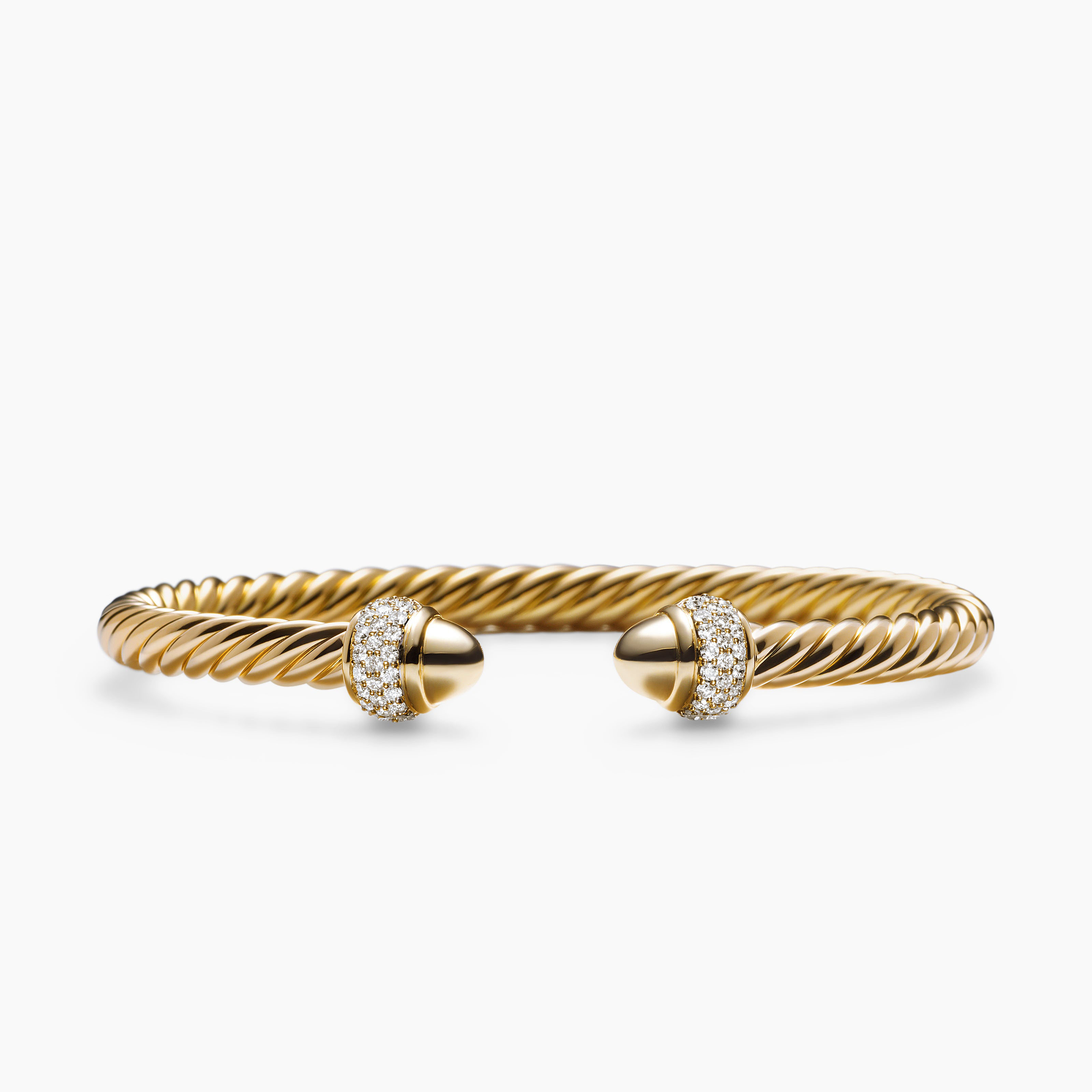 Cable Bracelet 18K Yellow Gold with Diamonds, 5mm