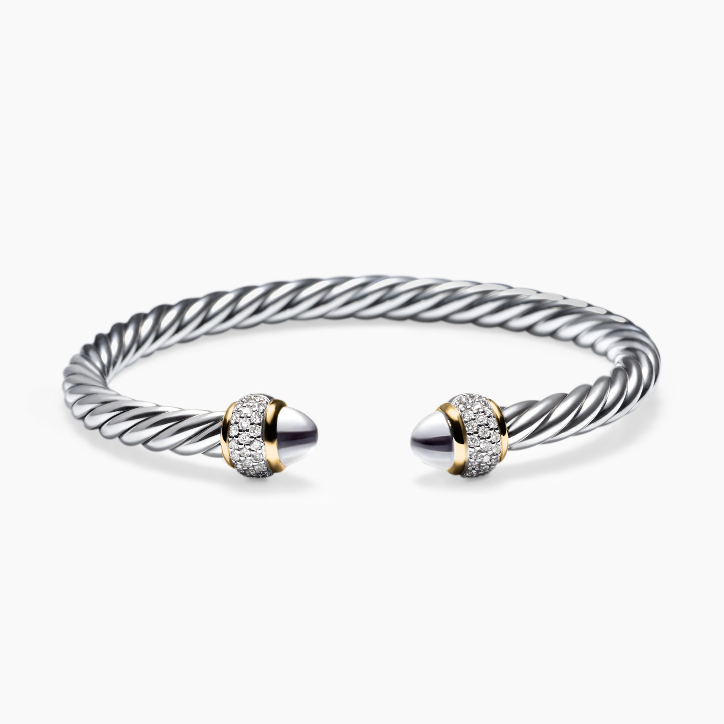 Cable Bracelet Sterling Silver with 18K Yellow Gold and Diamonds, 5mm