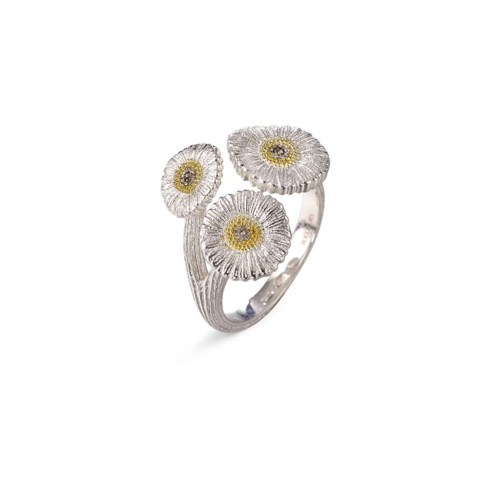 BLOSSOMS SILVER AND VERMEIL RING WITH FANCY BROWN DIAMONDS