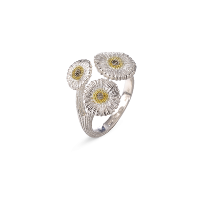 BLOSSOMS SILVER AND VERMEIL RING WITH FANCY BROWN DIAMONDS