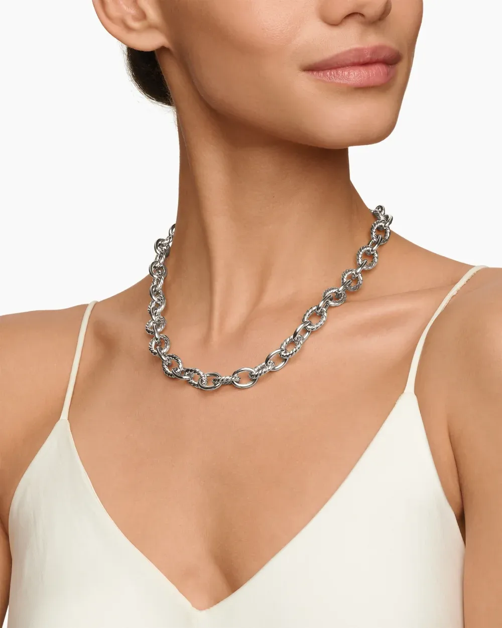 Oval Link Chain Necklace Sterling Silver, 16mm