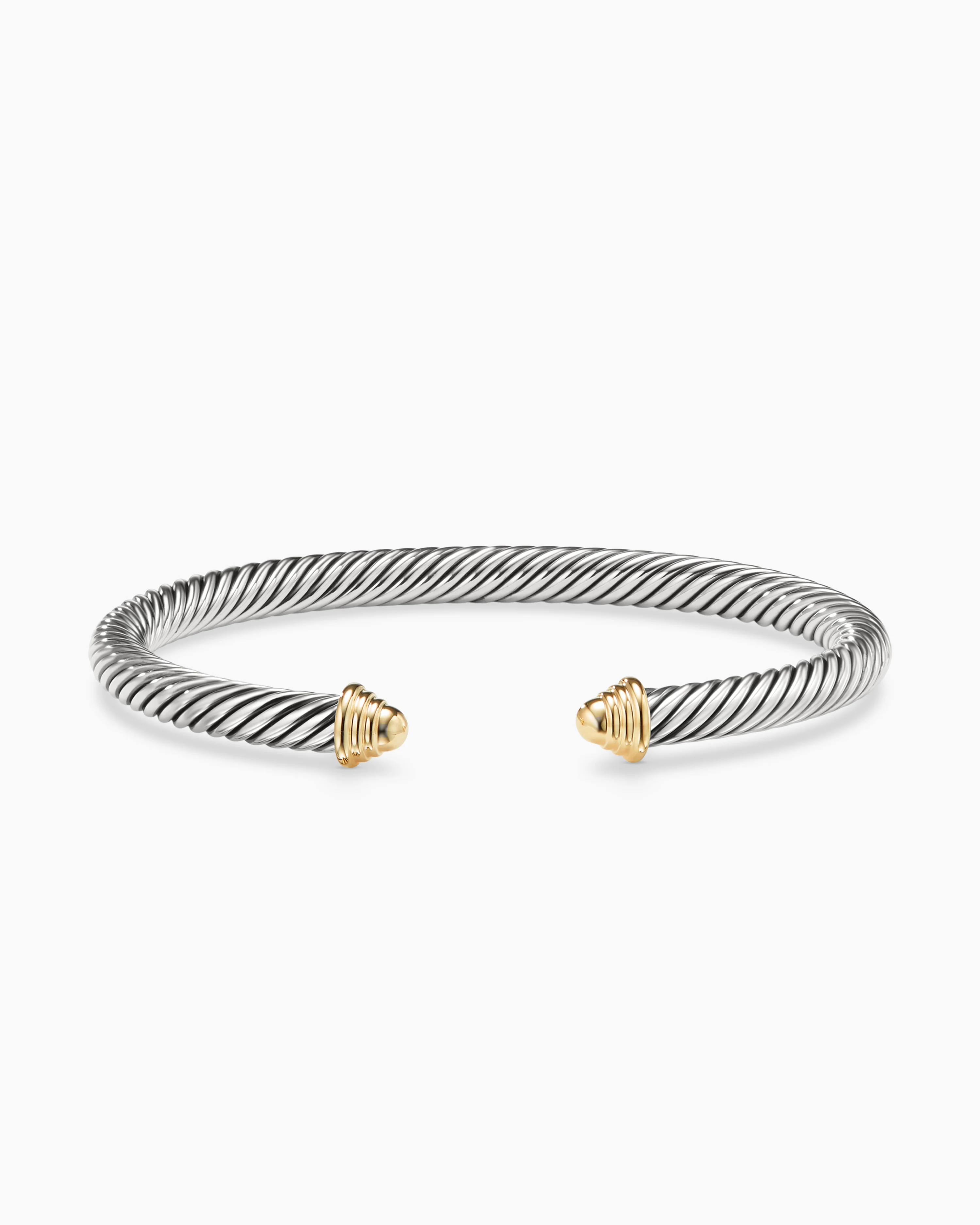 Classic Cable Bracelet Sterling Silver with 14K Yellow Gold Domes, 5mm