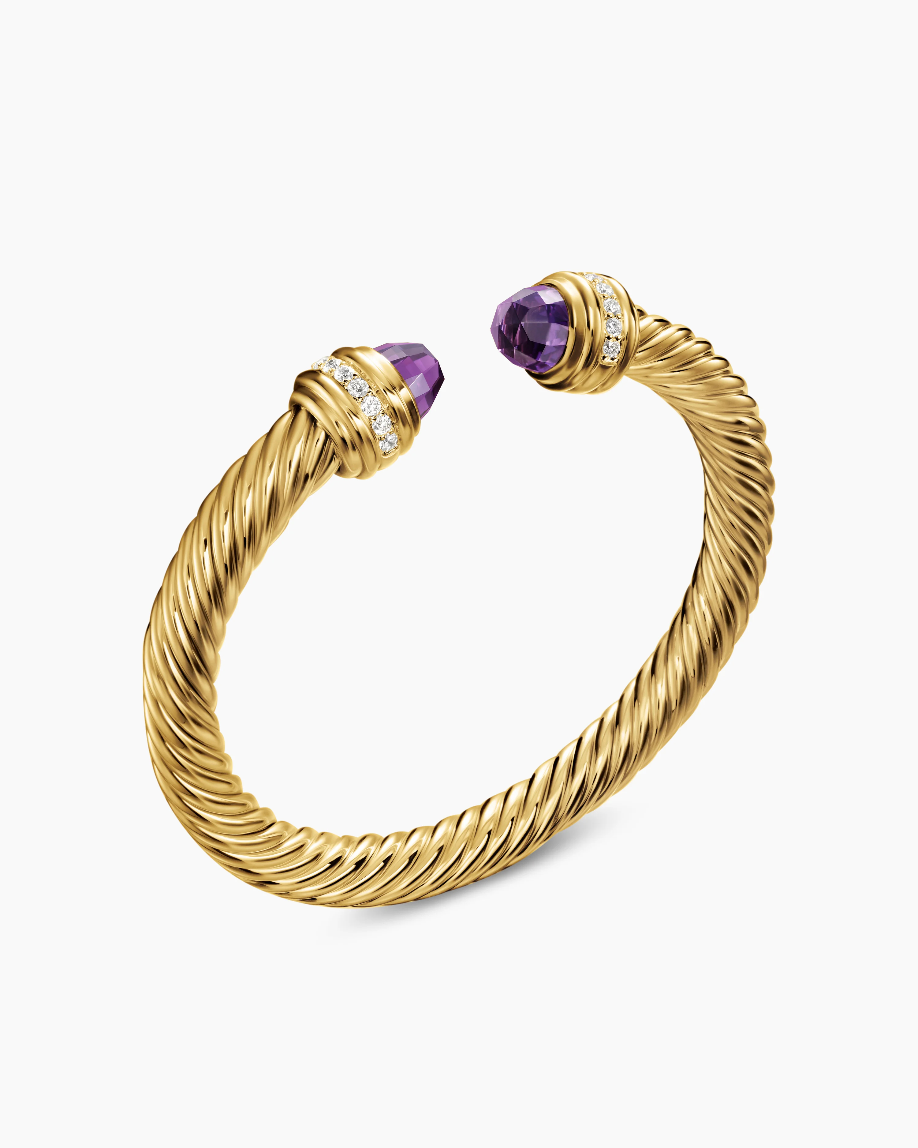 Classic Cablespira庐 Bracelet 18K Yellow Gold with Amethyst and Diamonds, 7mm