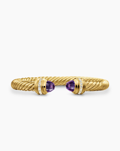 Classic Cablespira庐 Bracelet 18K Yellow Gold with Amethyst and Diamonds, 7mm