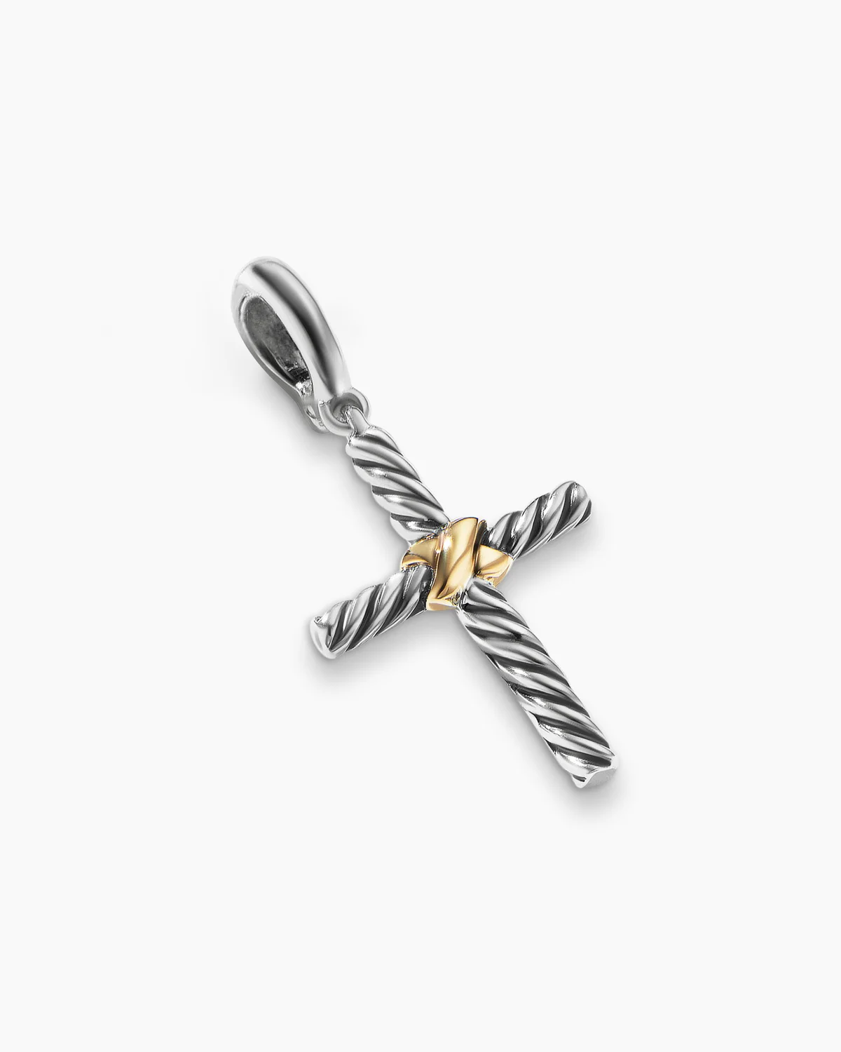 Petite X Cross Pendant Sterling Silver with 18K Yellow Gold, 19.5mm
