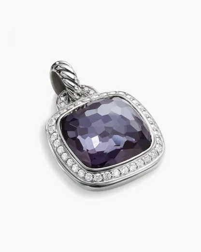 Albion庐 Pendant Sterling Silver with Black Orchid and Diamonds, 14mm