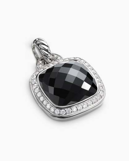 Albion庐 Pendant Sterling Silver with Black Onyx and Diamonds, 14mm