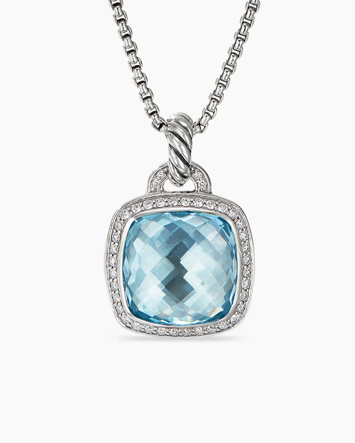 Albion庐 Pendant Sterling Silver with Blue Topaz and Diamonds, 14mm